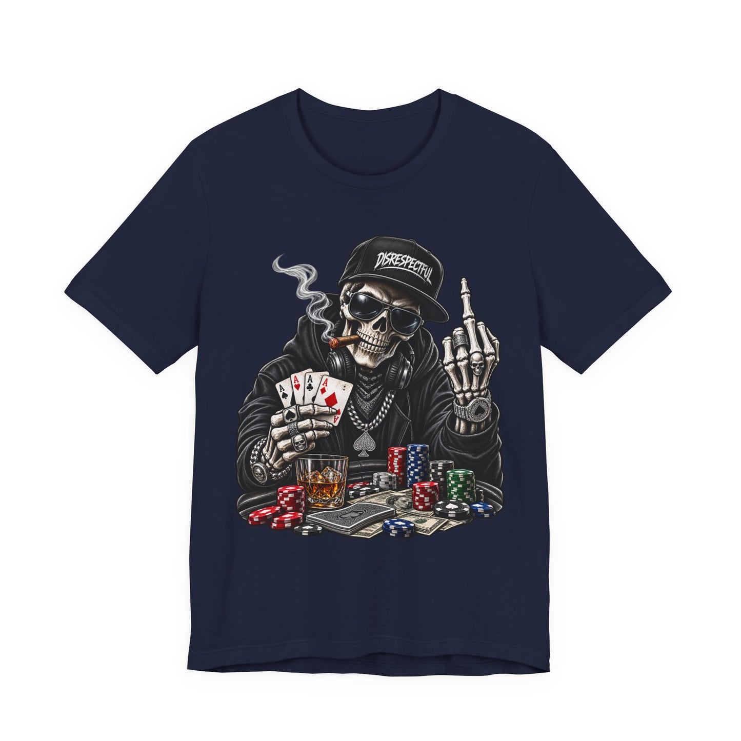 Skull Poker Tee — Skeleton Gambler Graphic Tee