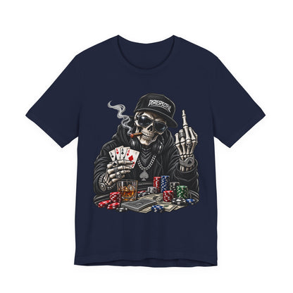 Skull Poker Tee — Skeleton Gambler Graphic Tee