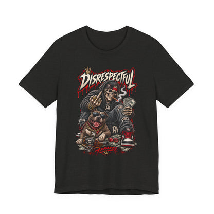 Disrespectful Skull & Rottweiler Graphic Tee — Edgy Streetwear Shirt