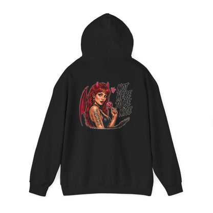 Not Here To Be Nice — Devil Girl — Back-Print Graphic Hoodie