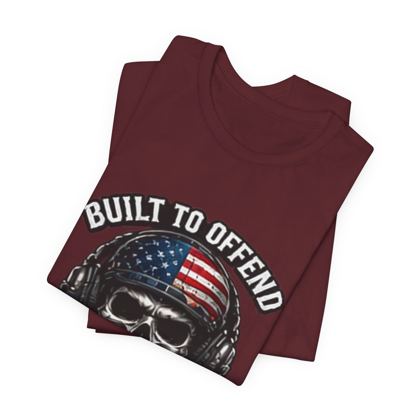 Built to Offend Skull Tee — Patriotic Military Helmet Graphic Tee