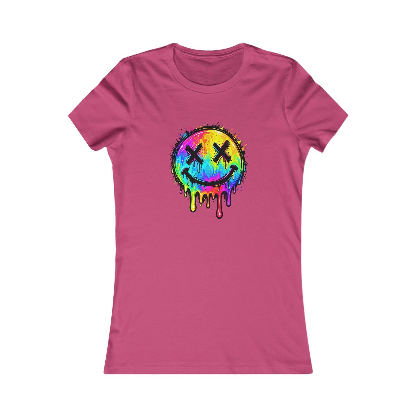 Rainbow Drip Smiley — Women's Favorite Graphic Tee