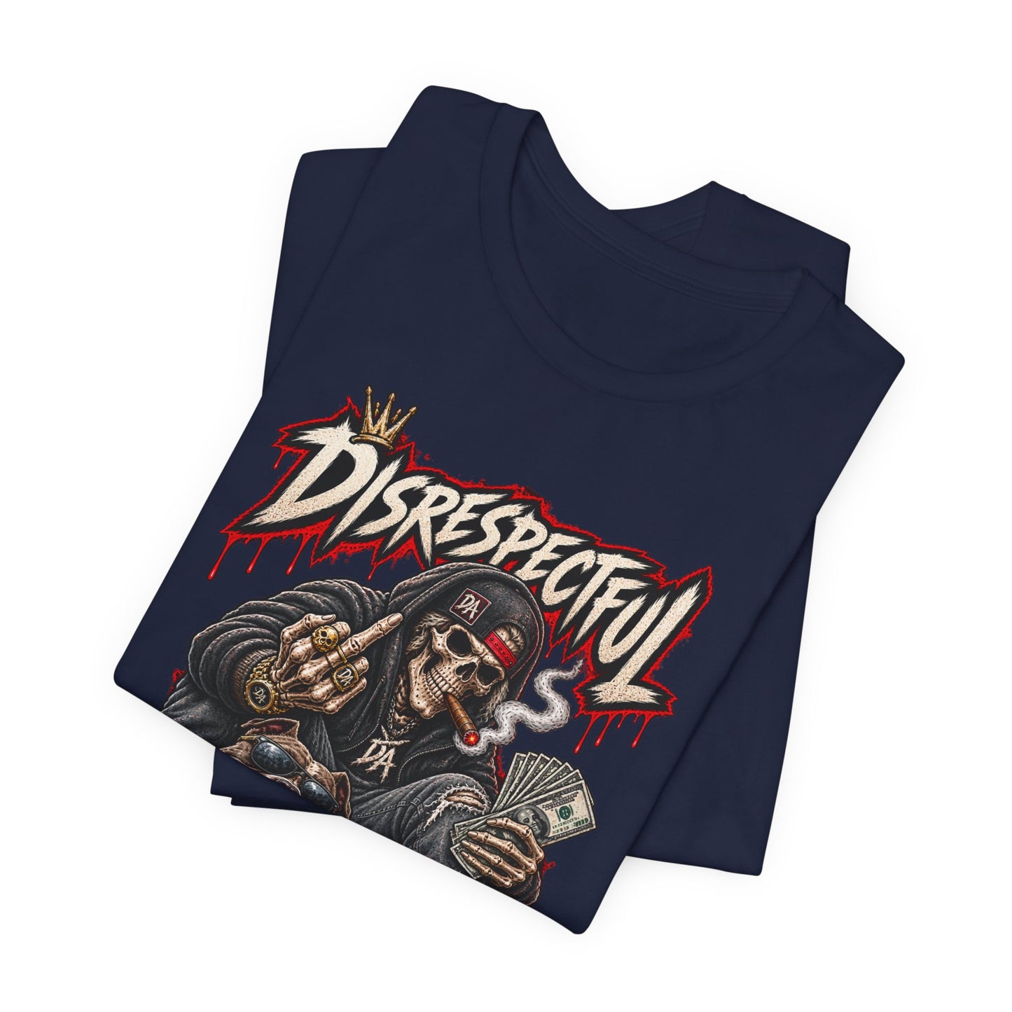 Disrespectful Skull & Rottweiler Graphic Tee — Edgy Streetwear Shirt