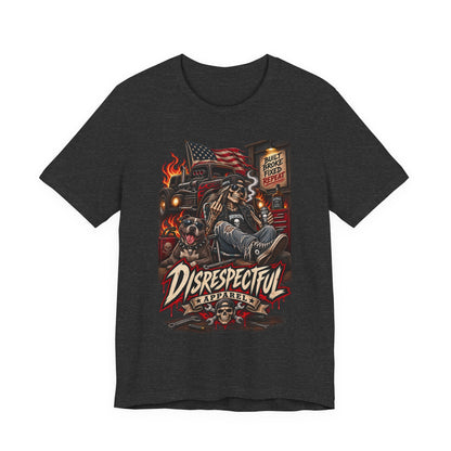 Disrespectful Trucker Tee — Retro Biker, American Flag Graphic Tee