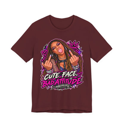 Cute Face, Bad Attitude — Neon Punk Graphic Tee