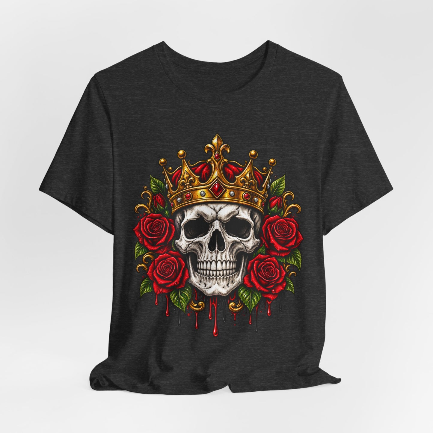 Skull King Tee — Crowned Skull with Roses Graphic Tee