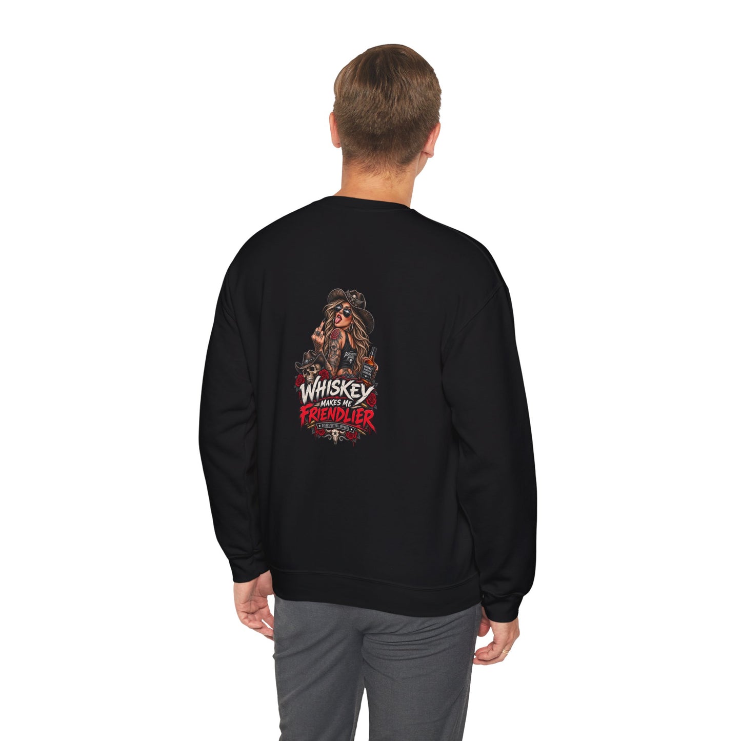 Whiskey Makes Me Friendlier — Back-Print Graphic Crewneck