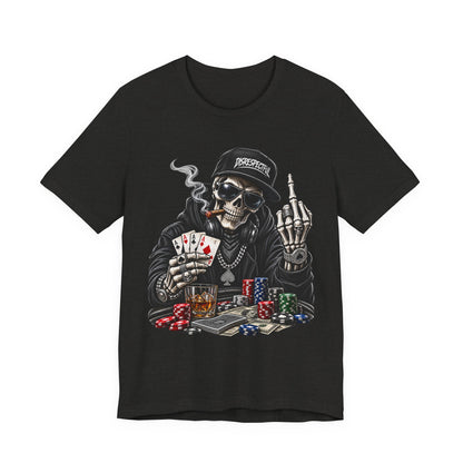 Skull Poker Tee — Skeleton Gambler Graphic Tee