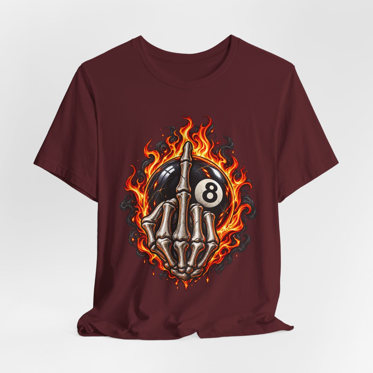 Flaming Skeleton 8-Ball Tee — Billiards Rock Tee