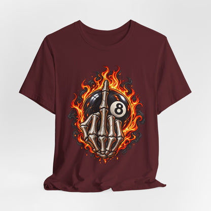 Flaming Skeleton 8-Ball Tee — Billiards Rock Tee