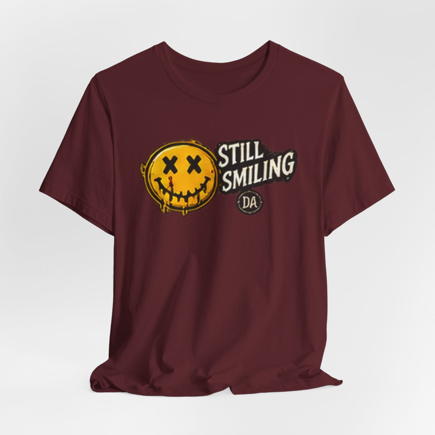 Still Smiling Tee — Grunge Smiley Graphic Tee
