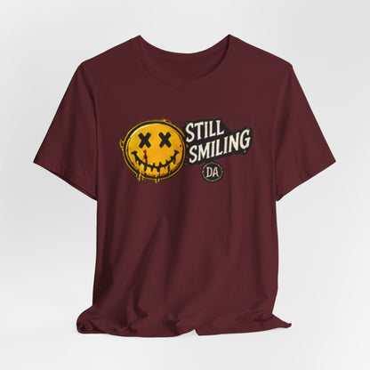 Still Smiling Tee — Grunge Smiley Graphic Tee