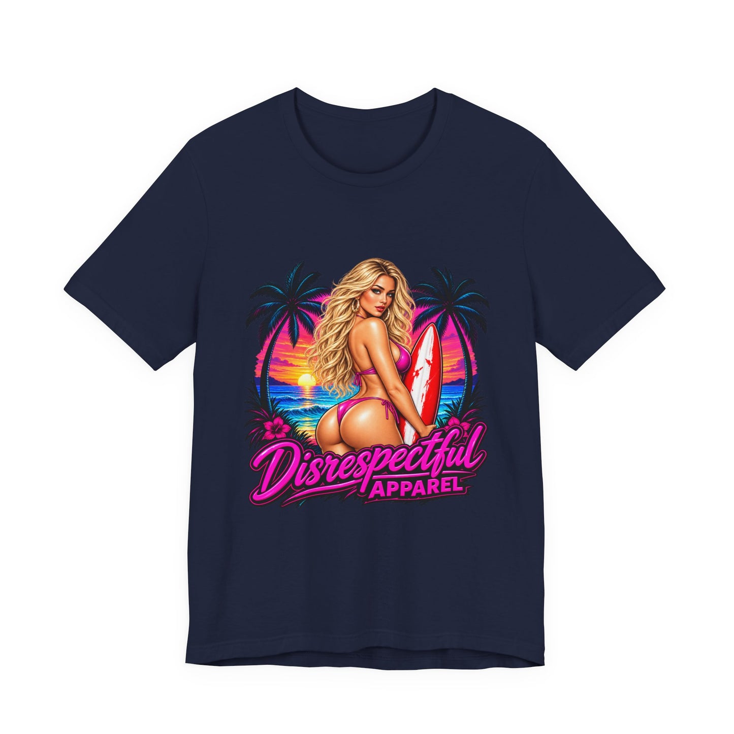 Beach Babe Graphic Tee — "Disrespectful Apparel" Retro Surf Pinup T-Shirt
