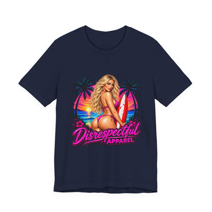 Beach Babe Graphic Tee — "Disrespectful Apparel" Retro Surf Pinup T-Shirt