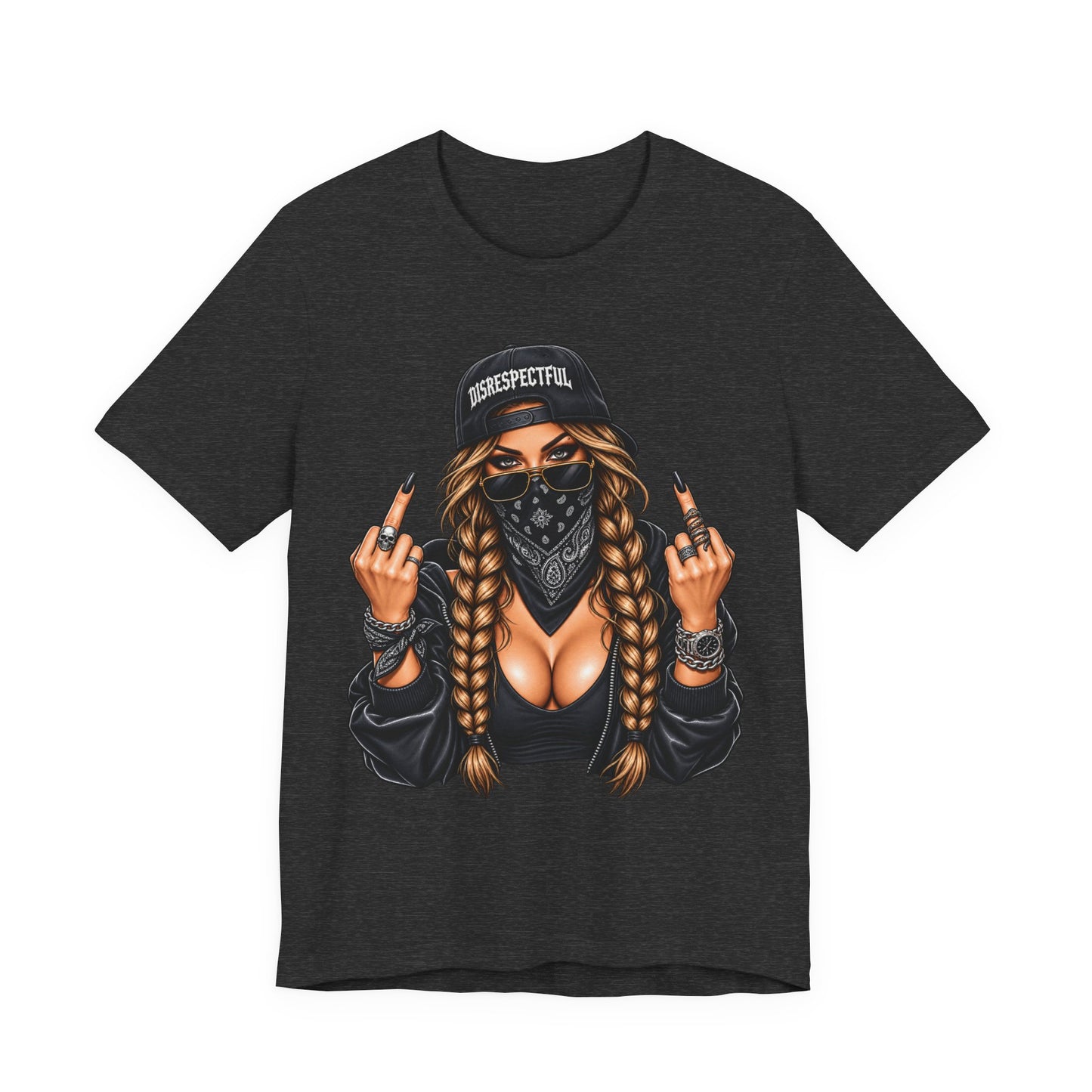 Bandana Girl Tattoo Tee — "Disrespectful" Streetwear Graphic Tee