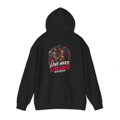 Love Hard, Live Loud — Back-Print Graphic Hoodie