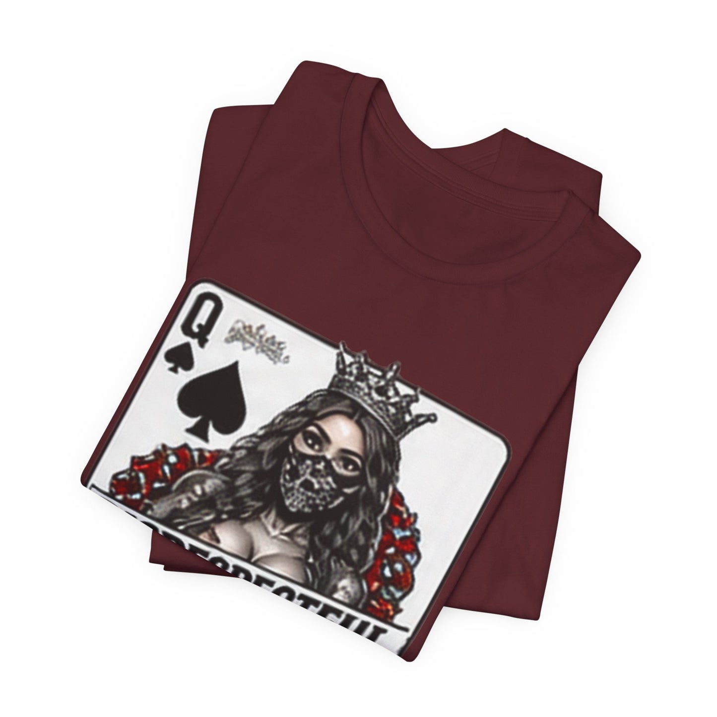 Queen of Spades 'Disrespectful' Graphic Tee — Playing Card Skull Design
