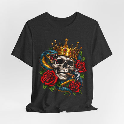 Skull King Crown Tee — Snake, Roses & Smoking Skull Graphic Tee