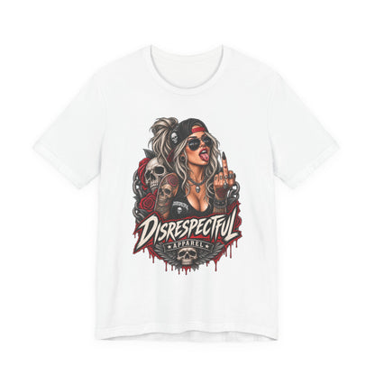 Defiant Pin-Up Skull — Disrespectful Graphic Tee