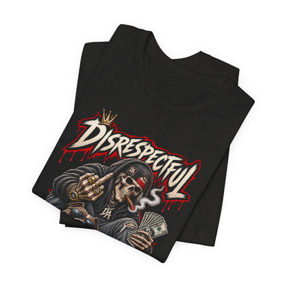 Disrespectful Skull & Rottweiler Graphic Tee — Edgy Streetwear Shirt