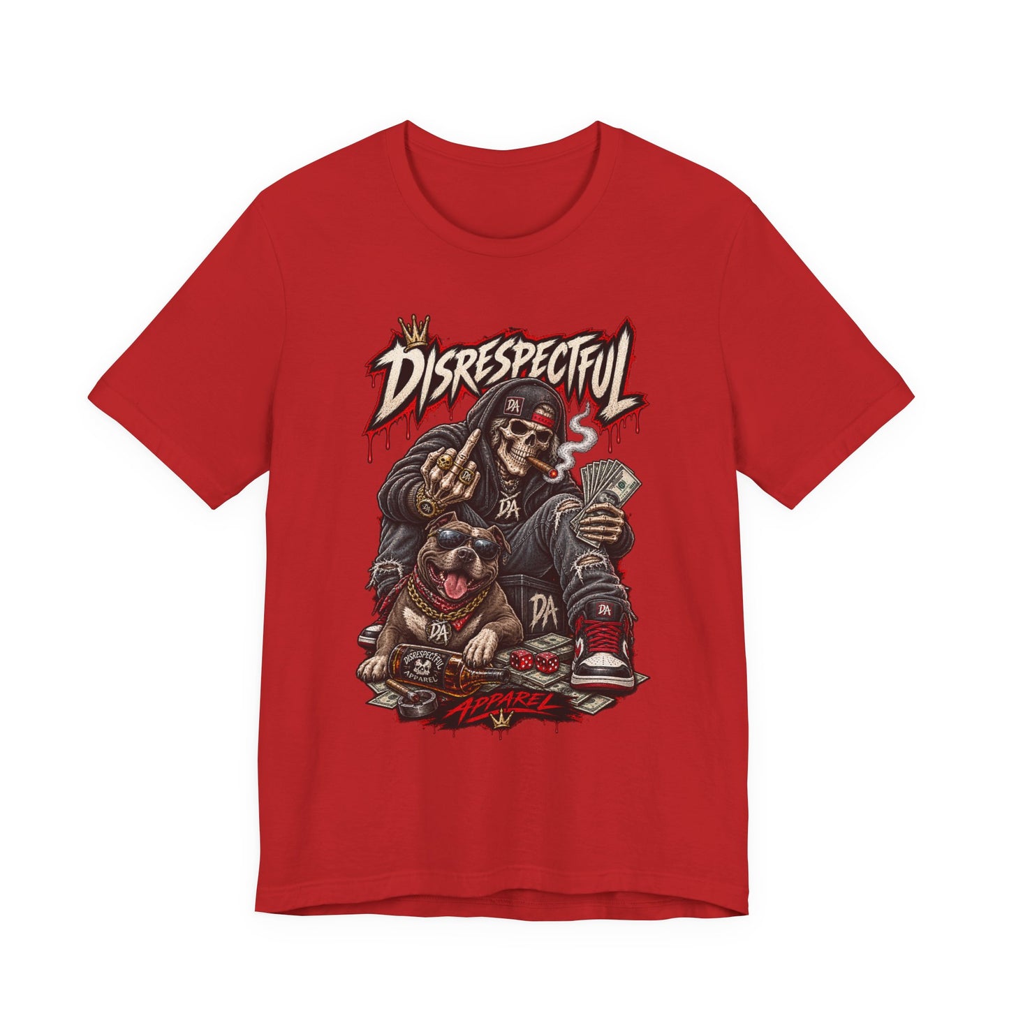 Disrespectful Skull & Rottweiler Graphic Tee — Edgy Streetwear Shirt