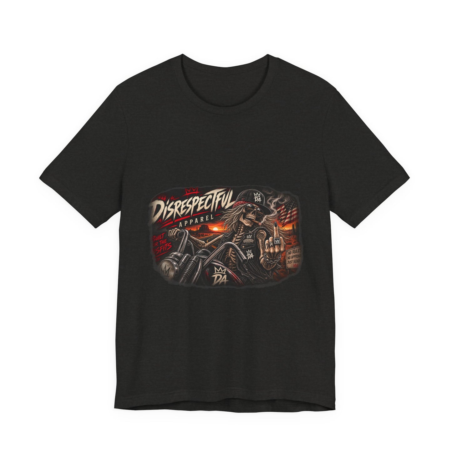Disrespectful Streetwear Tee — Vintage Biker Skull Graphic T-Shirt