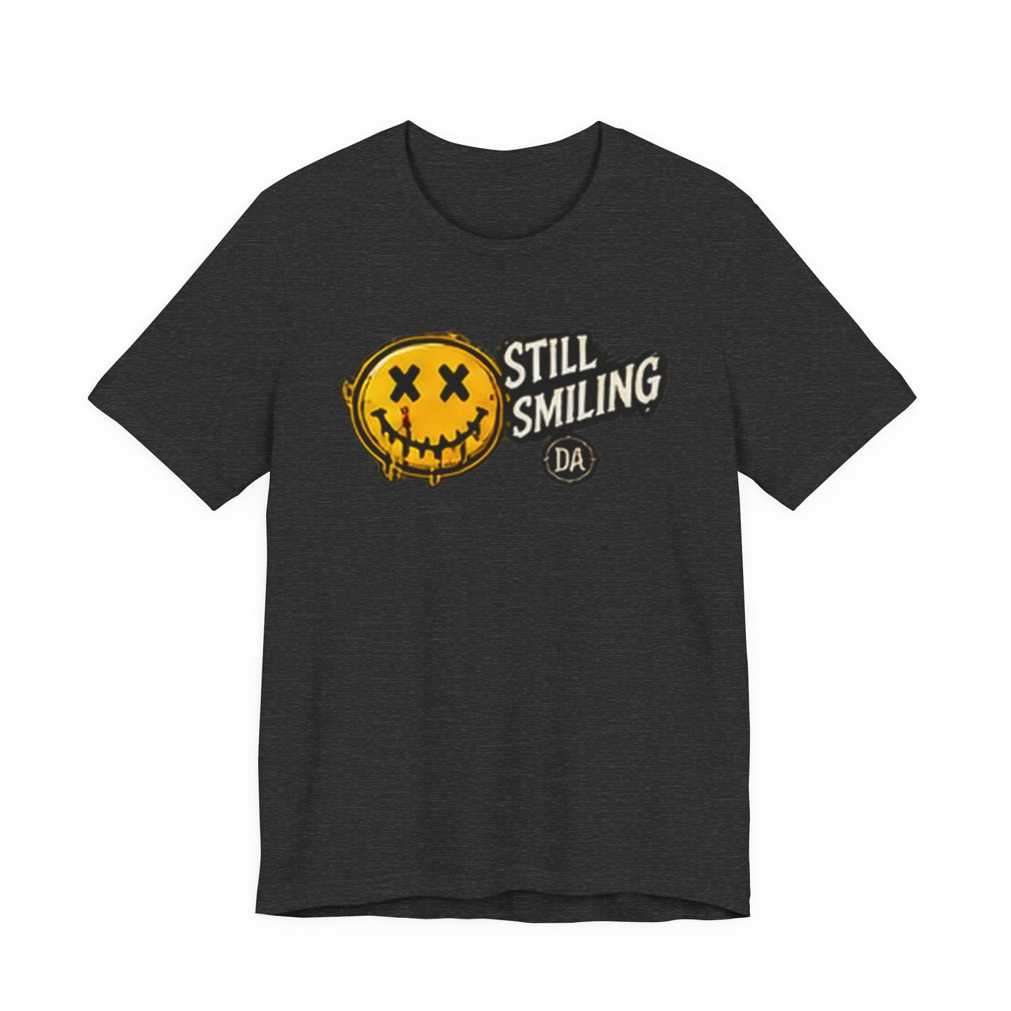 Still Smiling Tee — Grunge Smiley Graphic Tee