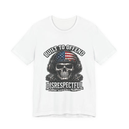 Built to Offend Skull Tee — Patriotic Military Helmet Graphic Tee