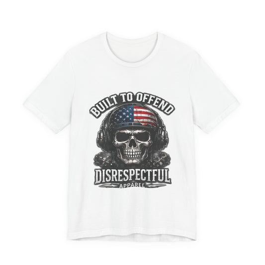 Built to Offend Skull Tee — Patriotic Military Helmet Graphic Tee