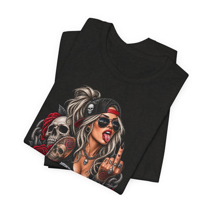 Defiant Pin-Up Skull — Disrespectful Graphic Tee