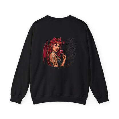 Not Here To Be Nice — Devil Girl — Back-Print Graphic Crewneck