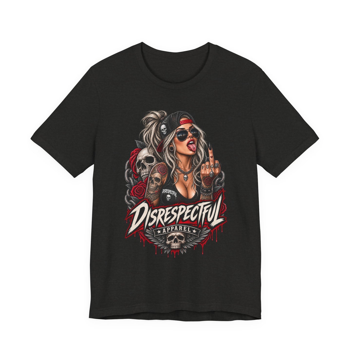 Defiant Pin-Up Skull — Disrespectful Graphic Tee