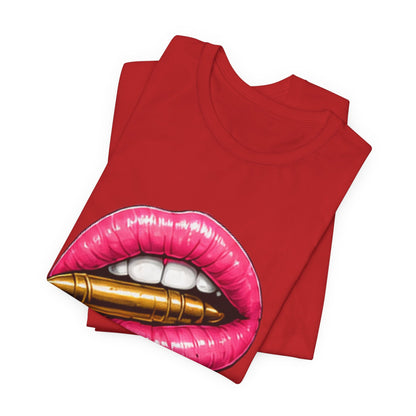 Kiss Kiss Bang Bang — Pink Lip & Bullet Graphic Tee