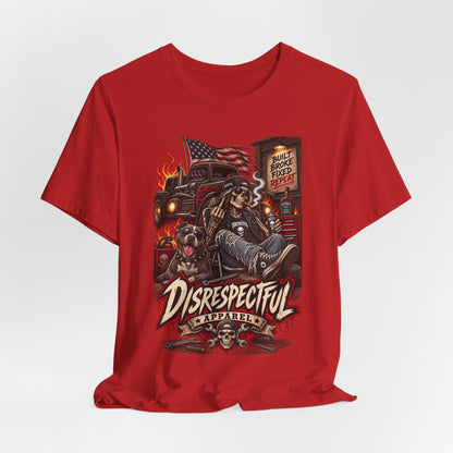Disrespectful Trucker Tee — Retro Biker, American Flag Graphic Tee