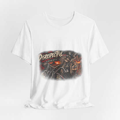 Disrespectful Streetwear Tee — Vintage Biker Skull Graphic T-Shirt