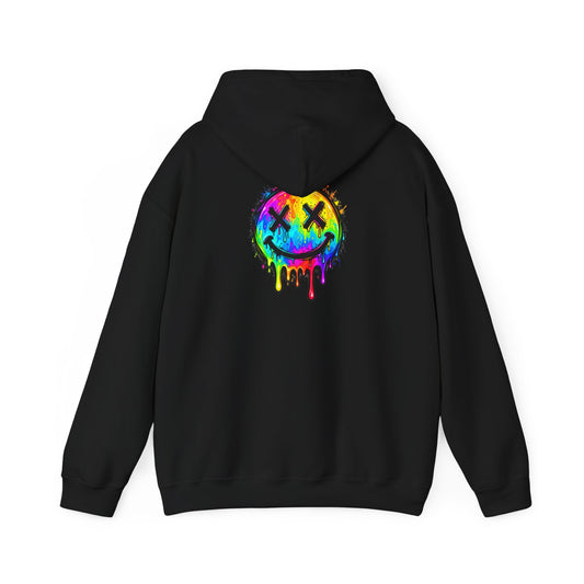 Rainbow Drip Smiley — Back-Print Graphic Hoodie