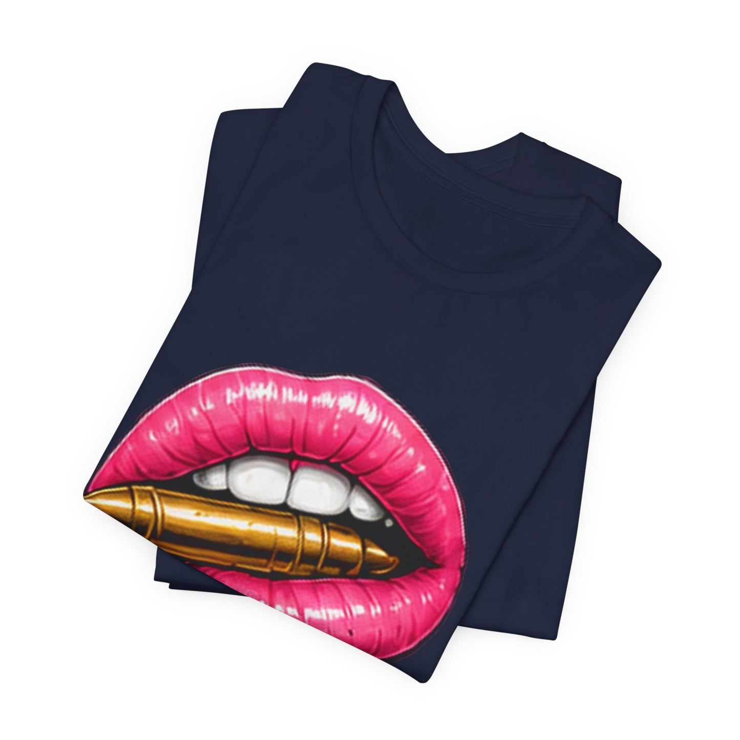Kiss Kiss Bang Bang — Pink Lip & Bullet Graphic Tee