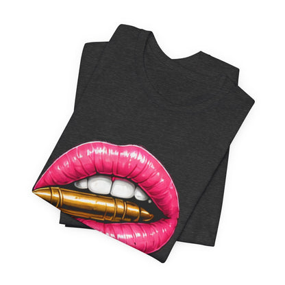 Kiss Kiss Bang Bang — Pink Lip & Bullet Graphic Tee