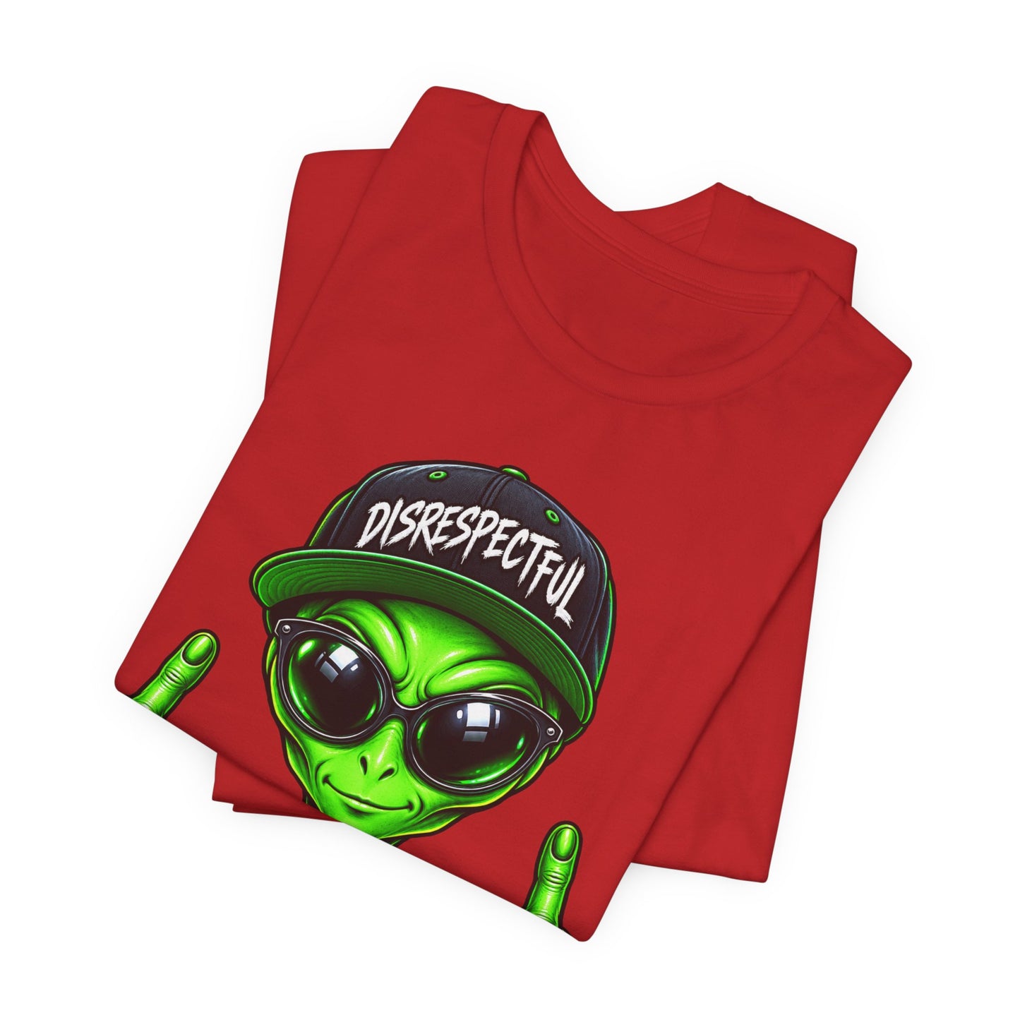 Alien Graphic Tee "Disrespectful" — Middle Finger Cartoon Alien Shirt
