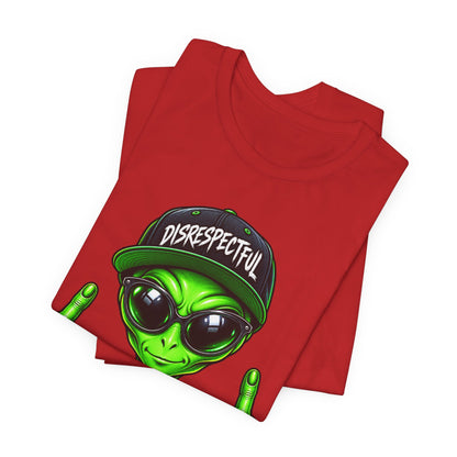 Alien Graphic Tee "Disrespectful" — Middle Finger Cartoon Alien Shirt