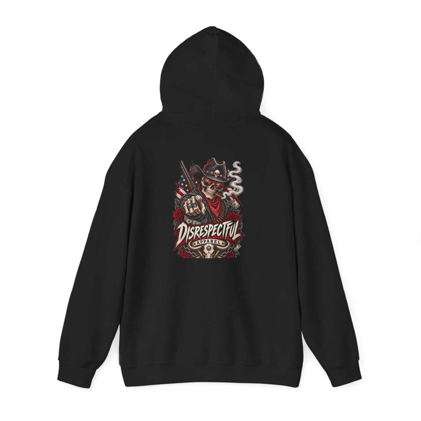 Biker Skull Cowboy — Back-Print Graphic Hoodie