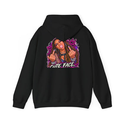 Cute Face, Bad Attitude — Back-Print Graphic Hoodie