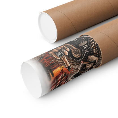 Disrespectful Biker Skull — Horizontal Matte Poster