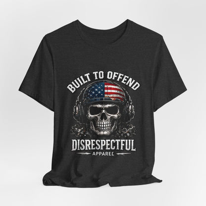 Built to Offend Skull Tee — Patriotic Military Helmet Graphic Tee