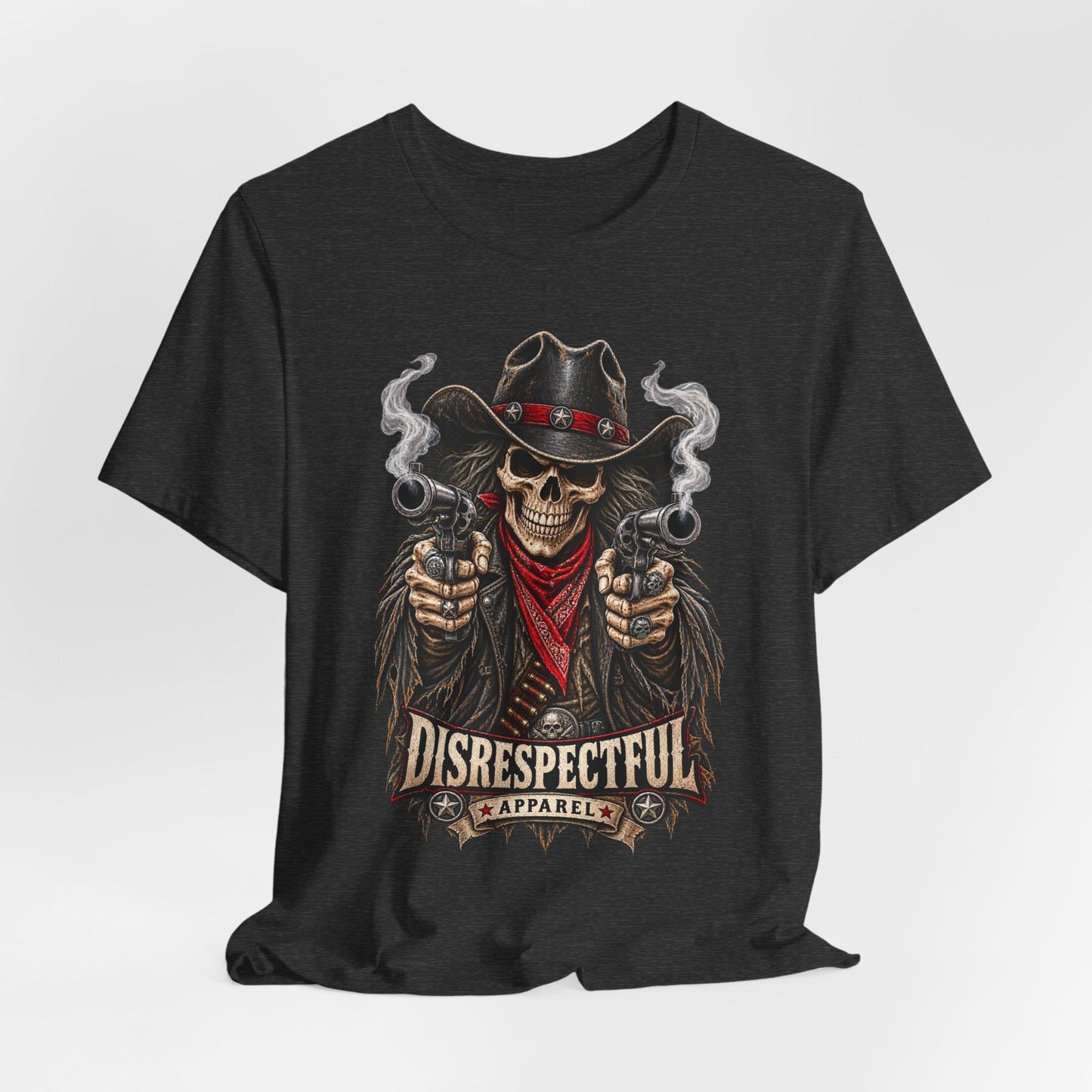 Skull Cowboy Tee — "Disrespectful Apparel" Western Graphic T-Shirt