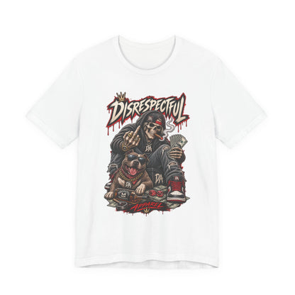 Disrespectful Skull & Rottweiler Graphic Tee — Edgy Streetwear Shirt