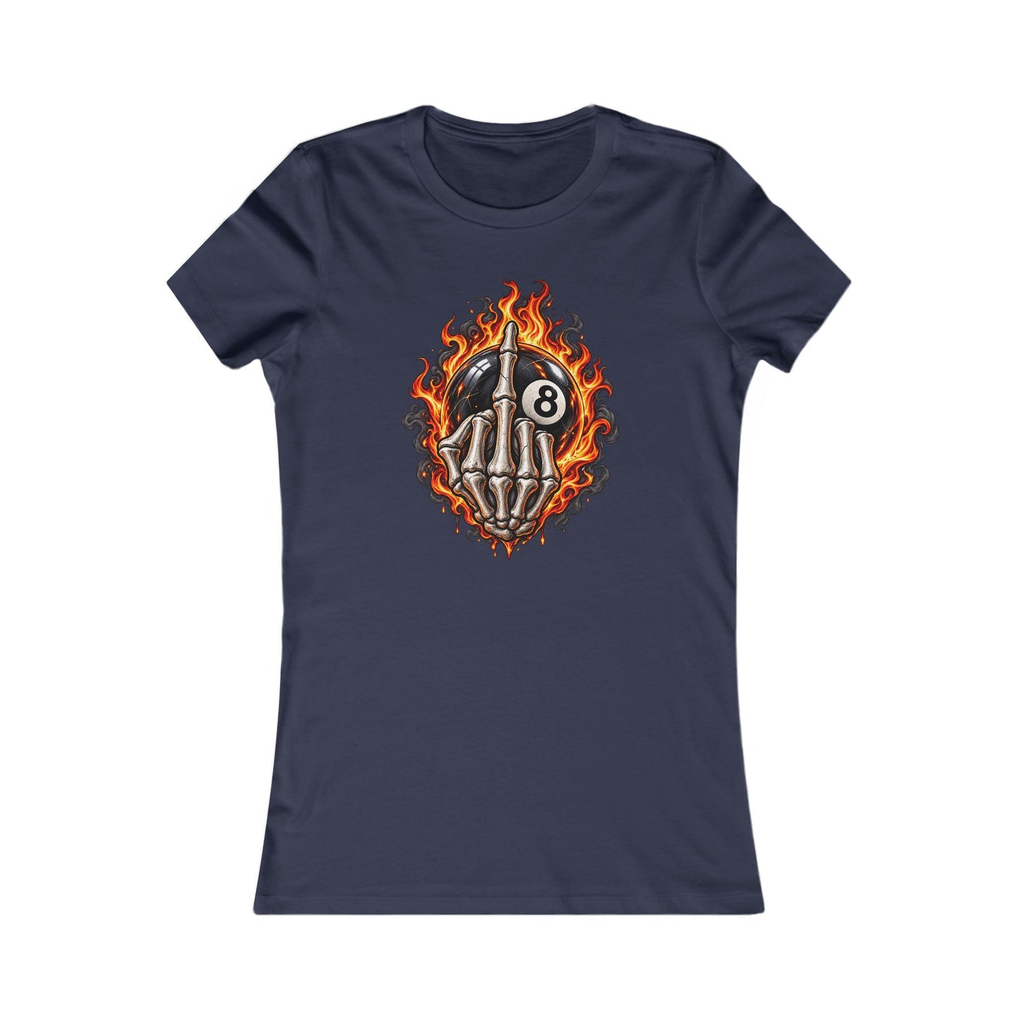 Flaming Skeleton 8-Ball — Women's Favorite Graphic Tee