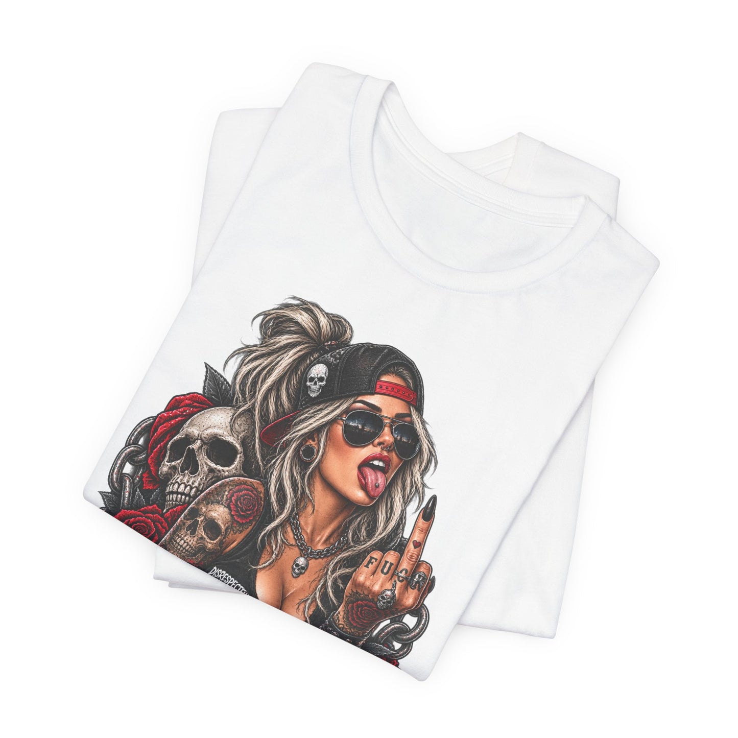 Defiant Pin-Up Skull — Disrespectful Graphic Tee