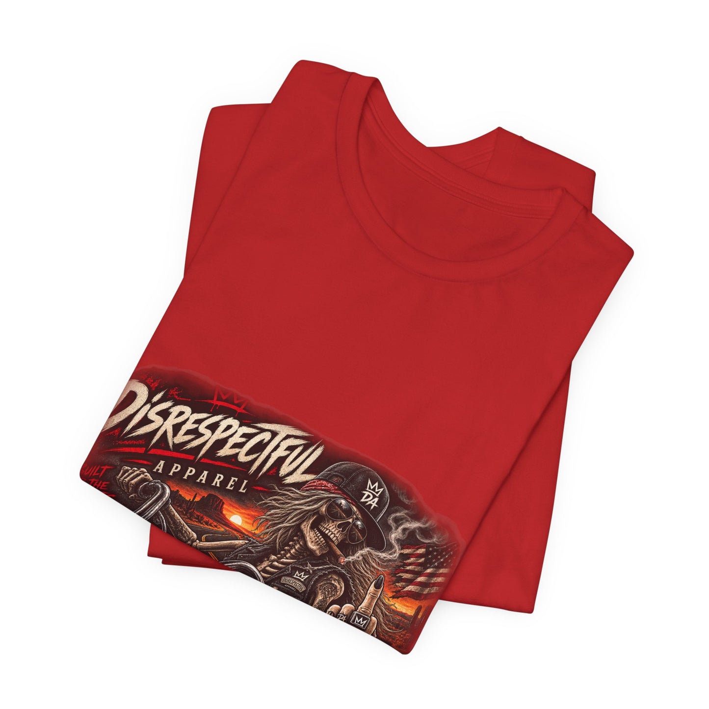 Disrespectful Streetwear Tee — Vintage Biker Skull Graphic T-Shirt