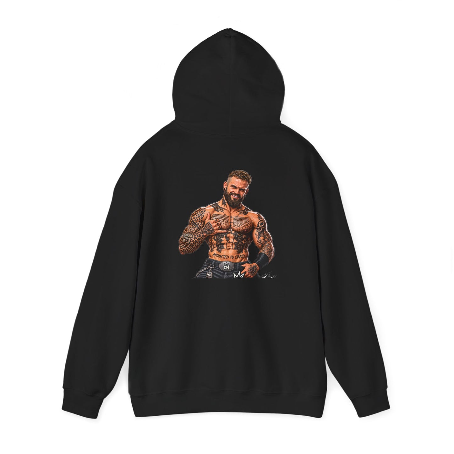 Spread Cheeks Not Hate — Tattooed Biker — Back-Print Graphic Hoodie
